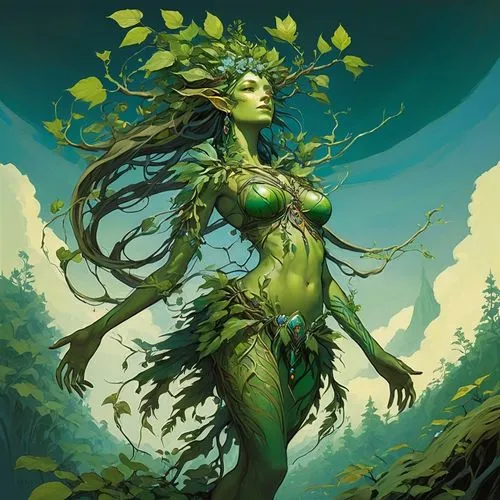 dryad,dryads,enchantress,background ivy,the enchantress,mother earth,inara,anahata,naiad,maenads,alnus,rusalka,merfolk,druidic,yggdrasil,nissa,green mermaid scale,mother nature,faerie,gaea,Conceptual Art,Fantasy,Fantasy 08