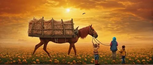 hay horse,hay barrel,fantasy picture,man and horses,horse supplies,travelers,straw hut,don quixote,suitcase in field,equine,caravan,horse stable,horse herder,traveller,horse-drawn,hay stack,straw cart,tent pegging,fantasy art,horseback,Photography,Documentary Photography,Documentary Photography 32