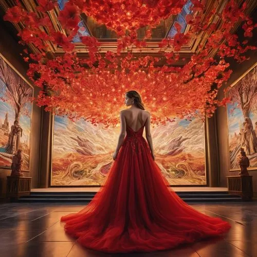 lachapelle,red gown,lady in red,way of the roses,man in red dress,fantasy picture,red magnolia,art gallery,flower of passion,ballroom,dubbeldam,habanera,fantasy art,hall of the fallen,siriano,on a red background,passion bloom,red background,flamenco,persephone,Photography,General,Commercial