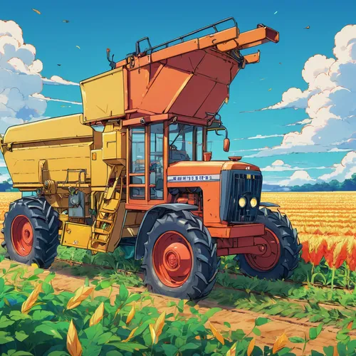 tractor,farm tractor,agricultural machine,combine harvester,farming,harvester,agricultural machinery,straw harvest,harvest,agriculture,harvest time,agricultural,farmer,aggriculture,farm background,grape harvesting machine,grain field,straw field,harvesting,grain harvest,Illustration,Japanese style,Japanese Style 03