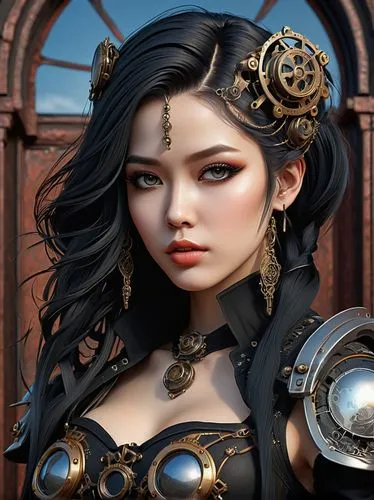 fantasy portrait,female warrior,bellona,fantasy art,steampunk,mervat,amuria,qianwen,surana,dianbai,lumidee,inara,oriental princess,yavana,xianwen,breastplates,elona,kitana,diaochan,elara,Photography,General,Sci-Fi