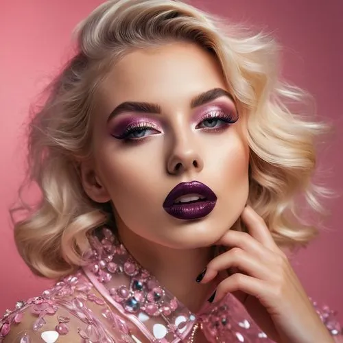 vintage makeup,jeffree,glammed,purple and pink,glam,pink beauty,dark pink in colour,marilyn monroe,neon makeup,deep pink,pink glitter,ulta,purple glitter,makeup artist,lavender blush,glamorizing,retouching,kuzmina,lilac,women's cosmetics,Photography,General,Fantasy