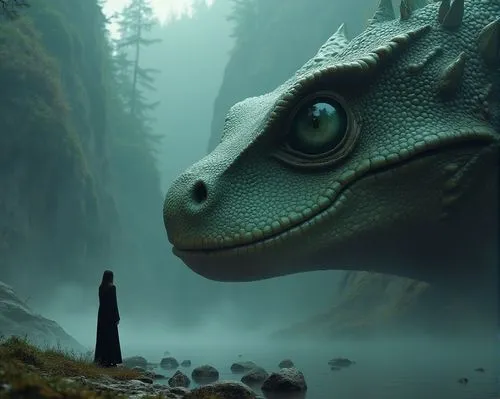 nessie,iguanodon,dilophosaurus,jurassic,cgi,esdraelon,Photography,General,Fantasy