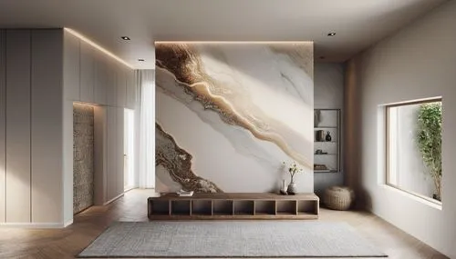 a living room filled with furniture and a large white wall,wall plaster,travertine,wooden wall,stucco wall,sandstone wall,wallcoverings,Photography,General,Natural