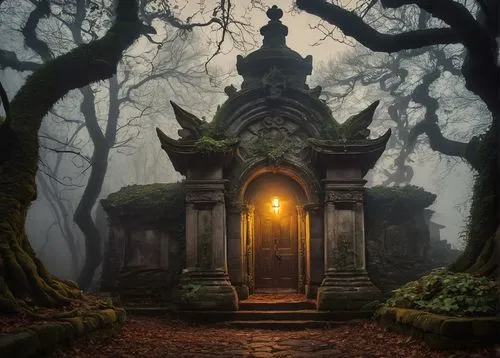 witch's house,old graveyard,haunted cathedral,burial ground,resting place,witch house,forest cemetery,mausoleum ruins,haunted forest,the mystical path,cemetary,mortuary temple,hall of the fallen,wishing well,ghost castle,sepulchre,the grave in the earth,graveyard,forest chapel,shrine,Photography,General,Natural