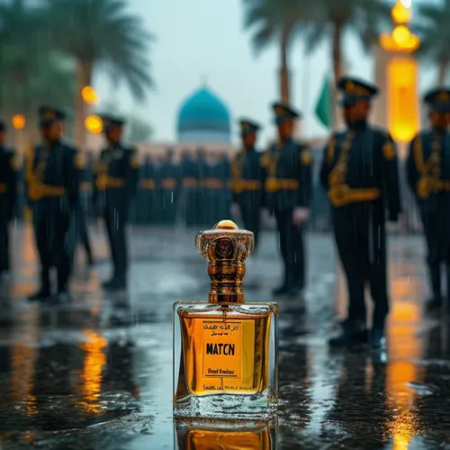 there is a bottle of tatch on the wet ground,attar,haramain,nizwa,najaf,bahraini gold,nasimi