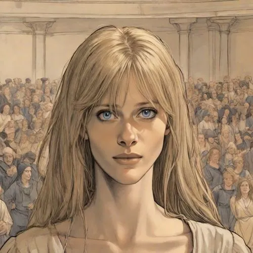 blonde woman,portrait of christi,jessamine,the girl's face,girl in a historic way,blond girl,portrait of a girl,blonde girl,joan of arc,young woman,valerian,la violetta,leonardo da vinci,angel moroni,della,mucha,botticelli,bonifacio,the girl,rome 2,Digital Art,Comic