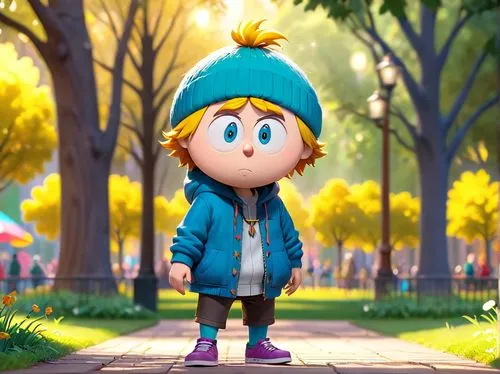 cute cartoon character,agnes,child in park,cute cartoon image,kids illustration,clementine,pines,3d render,game character,character animation,cartoon forest,wander,little kid,kid hero,children's background,walking in the rain,autumn walk,main character,3d rendered,cinema 4d,Anime,Anime,Cartoon