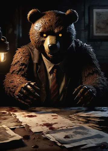 the bears,investigation,left hand bear,bears,bear market,bear,interrogation,scandia bear,slothbear,great bear,card game,mafia,ursa,investigator,penumbra,game art,game illustration,bear teddy,nordic bear,detective,Illustration,Black and White,Black and White 18