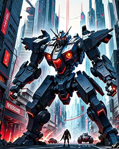 Black heavy mech robot with red lasers, huge size, action poses,ironhide,jetfire,superion,metroplex,bluestreak,cybertronian,tankor,skyfire,cliffjumper,lagann,cybertron,galvatron,wheeljack,patlabor,com