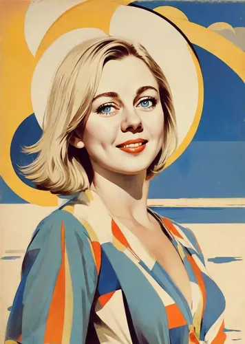 Blonde woman on the sea beach on a sunny day.,retro woman,retro women,retro girl,marilyn monroe,stewardess,roy lichtenstein,vintage art,popart,vintage woman,blonde woman,girl-in-pop-art,marylyn monroe