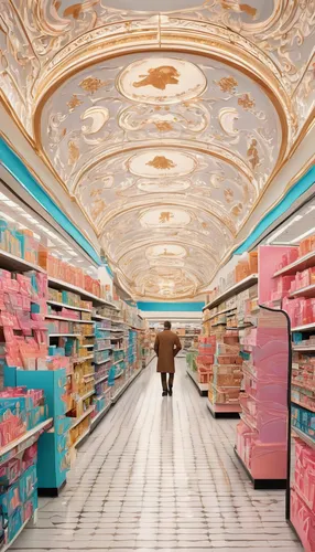 aisle,candy store,paris shops,confectionery,supermarket,french confectionery,candy shop,soap shop,toy store,grocer,department store,grocery store,versailles,shopping icon,harrods,salt water taffy,bond stores,grocery,pâtisserie,confiserie,Conceptual Art,Fantasy,Fantasy 22