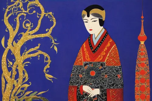 geisha,yi sun sin,tai qi,ikebana,shuanghuan noble,japanese art,shakuhachi,geisha girl,luo han guo,mukimono,kimono fabric,rou jia mo,honzen-ryōri,oriental painting,khokhloma painting,japanese woman,shirakami-sanchi,shuai jiao,chinese art,taiwanese opera,Illustration,Retro,Retro 26