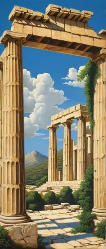 greek temple,parthenon,acropolis,the parthenon,erechtheus,hellas,erechtheion,akropolis,hellenic,doric columns,artemis temple,herakleion,athenian,temple of poseidon,the ancient world,panathenaic,ancient city,eleusinian,panathenian,hellenistic,Art,Artistic Painting,Artistic Painting 02