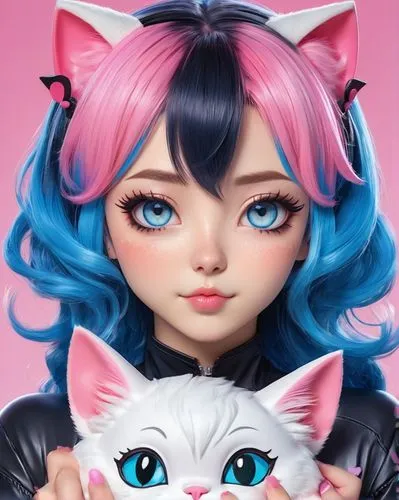 doll cat,doll's facial features,kittenish,dollfus,artist doll,chibiusa,Illustration,Japanese style,Japanese Style 02