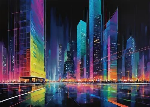 colorful city,cybercity,cityscape,metropolis,futuristic landscape,urbanworld,cityscapes,cybertown,city cities,city at night,cyberport,fantasy city,futurist,megacities,city scape,hypermodern,cities,cityzen,polara,city skyline,Illustration,Vector,Vector 07