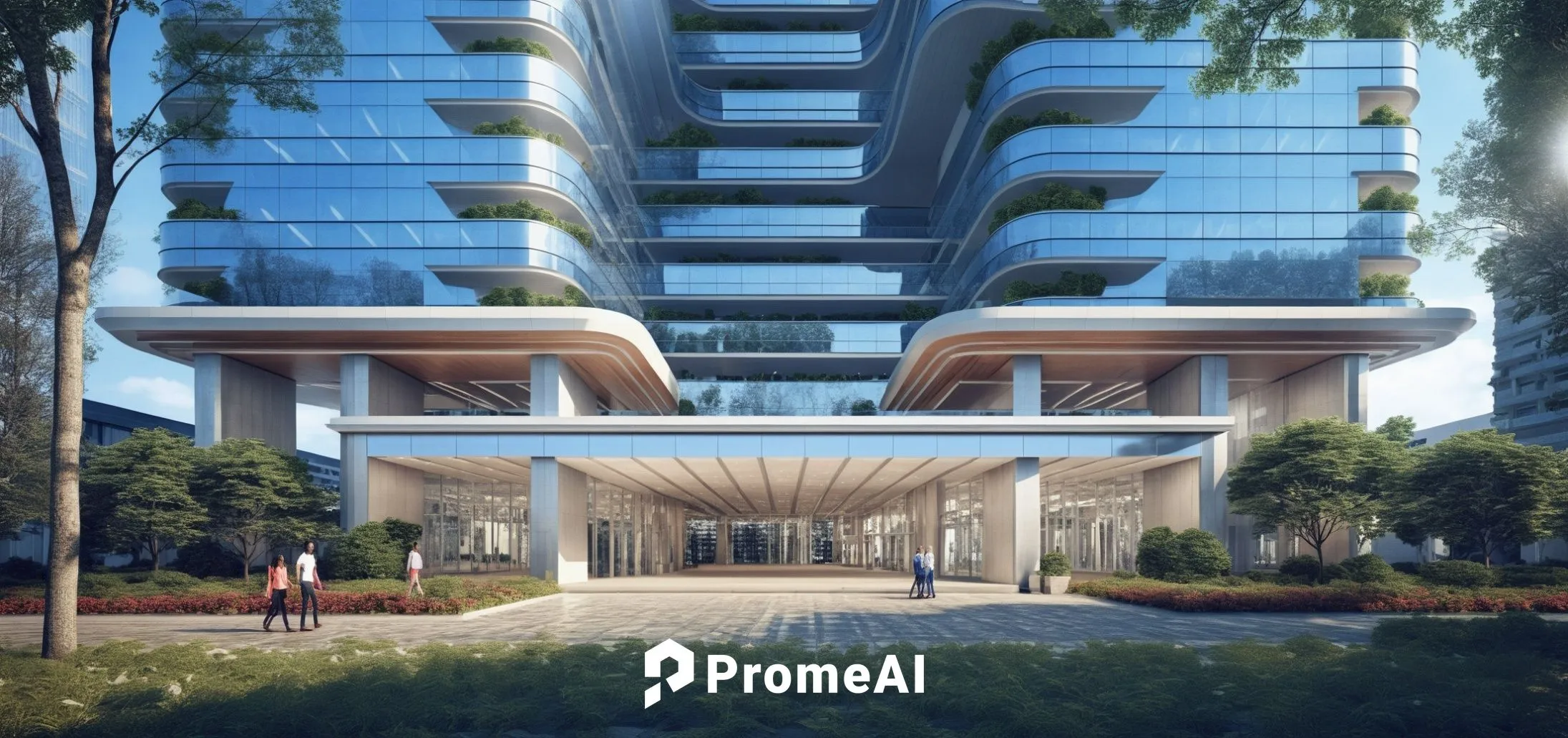 commercial bilding with class facade,futuristic architecture,damac,residential tower,sky apartment,glass facade,penthouses,arcology,modern architecture,3d rendering,escala,glass building,sky space con