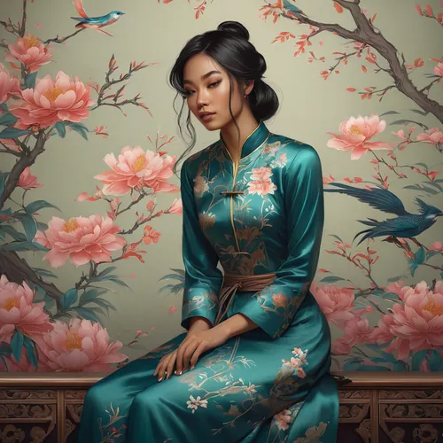 jasmine blossom,oriental princess,oriental painting,chinese art,geisha,geisha girl,fantasy portrait,jasmine flower,lotus blossom,mulan,oriental girl,jasmine flowers,japanese floral background,oriental,asian woman,portrait background,jasmine,japanese art,floral japanese,jasmine blue,Conceptual Art,Fantasy,Fantasy 17