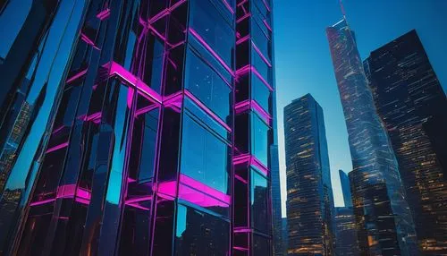 glass building,colored lights,ctbuh,cybercity,electric tower,pc tower,neon arrows,futuristic architecture,skyscrapers,dubia,urban towers,ultramodern,glass facades,skyscraper,glass facade,scrapers,neon sign,skycraper,steel tower,vdara,Illustration,Paper based,Paper Based 08