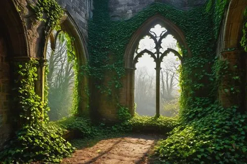 doorways,archways,shadowgate,the threshold of the house,archway,windows wallpaper,verdant,pointed arch,rivendell,fairy door,a fairy tale,hall of the fallen,passageway,cloister,alcove,doorway,threshold,forest chapel,fairy tale,the mystical path,Illustration,Retro,Retro 23