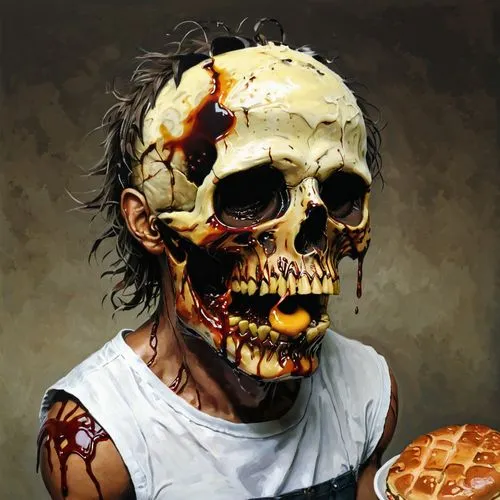 leatherface,frankenfood,appetite,nicotero,waffled,zombie ice cream,Illustration,Realistic Fantasy,Realistic Fantasy 33