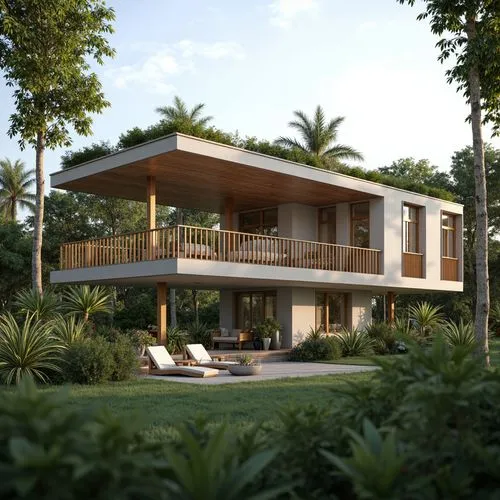 tropical house,3d rendering,holiday villa,render,residencial,florida home,modern house,dunes house,passivhaus,casamance,sketchup,revit,renderings,holiday home,forest house,verandah,wooden decking,chalet,guyane,residential house