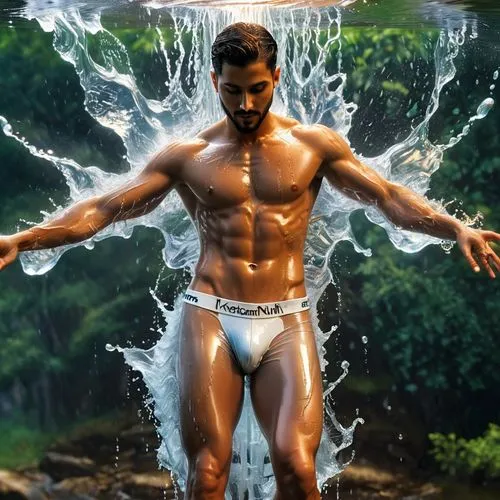 atharva,atlantean,wet body,photoshoot with water,topher,nyle,Art,Classical Oil Painting,Classical Oil Painting 01