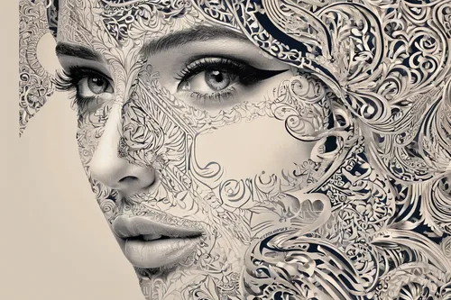 filigree,henna frame,venetian mask,masque,gold filigree,image manipulation,biomechanical,paper lace,fractals art,arabic background,decorative figure,gold foil art,henna dividers,paper art,woman face,intricate,masquerade,veil,inner beauty,fashion vector,Illustration,Vector,Vector 21