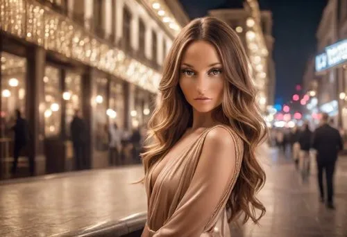 celebrity portrait of a beautiful woman with long light brown hair, wearing a backless outfit, looking over her shoulder at the camera, softbox lighting, luxury,anastasiadis,yulia,ludivine,otilia,aliy