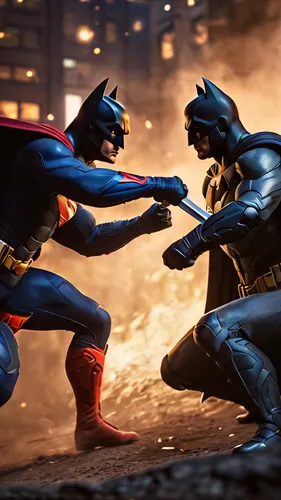 crime fighting,kapow,fight,civil war,pow,fighting poses,confrontation,sparring,striking combat sports,battle,friendly punch,clash,duel,collision,skirmish,superheroes,batman,versus,fist bump,digital compositing,Photography,General,Commercial