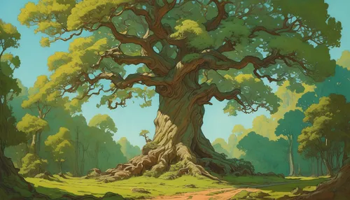 Evolution begins with a majestic oak tree in a serene forest.,oak tree,oak,rosewood tree,old tree,flourishing tree,two oaks,painted tree,a tree,forest tree,tree,brown tree,argan tree,celtic tree,tree 