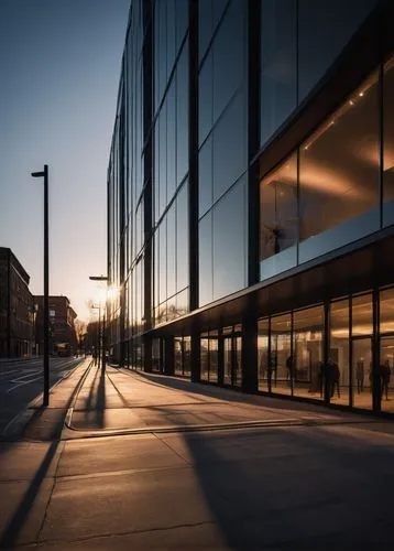 Frampton Kennett, modern architecture, sleek lines, glass facade, steel structure, minimalist design, urban landscape, cityscape, metropolitan area, busy streets, pedestrian traffic, evening time, war