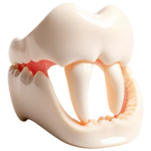 Single artificial tooth, denture, white porcelain, natural gum color, detailed texture, front view, slight angle, softbox lighting, high contrast, shallow depth of field, realistic, cinematic composit