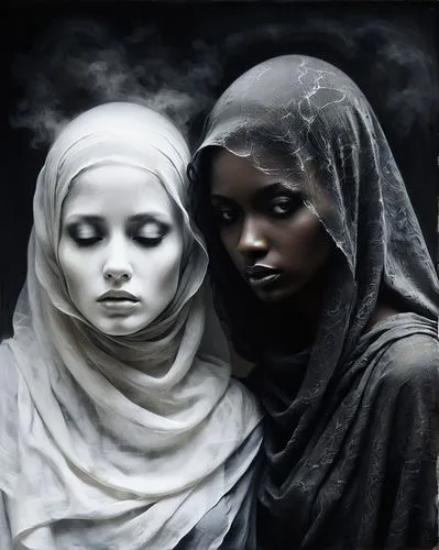 gothic portrait,priestesses,mourners,veils,maidens,widows,tuaregs,matriarchs,moors,tuareg,mccurry,porcelain dolls,canonesses,nubians,monjas,beautiful african american women,nigeriens,headcovering,muses,rankin,Illustration,Realistic Fantasy,Realistic Fantasy 17