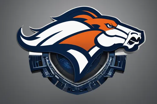 Imagine a futuristic Denver Broncos logo with sleek and tech-inspired elements.,arena football,mascot,logo header,national football league,stadium falcon,bot icon,rss icon,the mascot,rams,br badge,emb