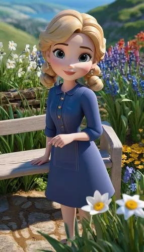 darjeeling,sylvania,elsa,fraulein,heidi country,cartoon flowers,Unique,3D,3D Character