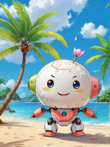 the beach pearl,beach background,araruama,induna,puni,coconut ball,Illustration,Japanese style,Japanese Style 01