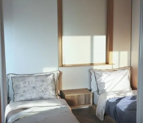 Gris azul,the bedroom has two beds in it,japanese-style room,guestroom,bedroom,guest room,bedroom window,modern room