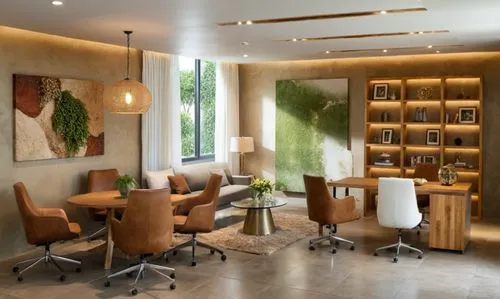 a room that has a living area with chairs, a couch, a table and some plants in it,contemporary decor,hairdressing salon,interior modern design,search interior solutions,modern office,andaz,Photography