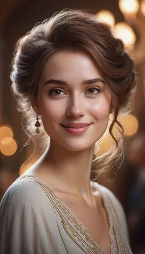 romantic portrait,girl in a historic way,hypatia,a charming woman,belle,principessa,Illustration,Realistic Fantasy,Realistic Fantasy 28