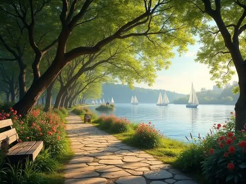 harbor,idyllic,landscape background,world digital painting,harborwalk,summer evening,waterfront,digital painting,idyll,boat landscape,river landscape,coastal landscape,summer day,riverside,towpath,pathway,sea landscape,serene,harborfront,lake shore,Photography,General,Realistic