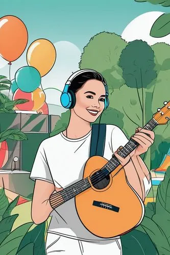 vector illustration,vector art,molko,spraggan,guitar,strumming,ukelele,ukulele,background vector,playing the guitar,girl with speech bubble,woman playing,cavaquinho,vector graphic,vector image,diwata,musician,grooveshark,busking,nields,Illustration,Black and White,Black and White 04