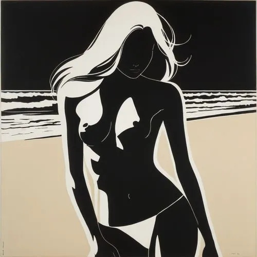 wesselmann,cool pop art,blumstein,roy lichtenstein,pop art woman,pop art style,woman silhouette,silhouette art,pop art,art silhouette,beach towel,pettibon,vasarely,warhol,linocuts,pop art effect,pop art girl,sillouette,modern pop art,abdellatif,Illustration,Black and White,Black and White 10