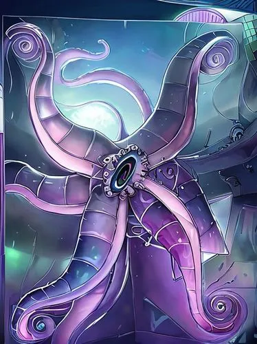 the tentacles of a giant evil purple squid, in the centre there is his mouth with teeth, dark blue background
,giant squid,medusa gorgon,kraken,tentacles,cuthulu,tentacle,pink octopus,medusa,octopus,s