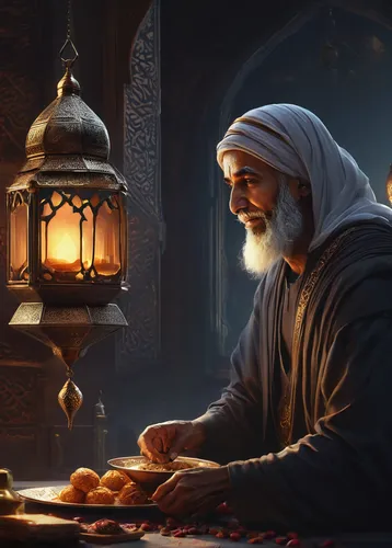 Craft a nostalgic Ramadan greeting for old friends reunite.,middle eastern monk,ramadan,islamic lamps,ramadan background,the abbot of olib,bedouin,candlemas,dwarf cookin,candlemaker,khazne al-firaun,m