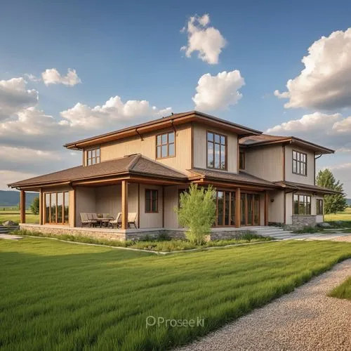 a house with lots of windows next to a gravel path,passivhaus,modern house,hovnanian,dunes house,homebuilding,beautiful home,Photography,General,Realistic