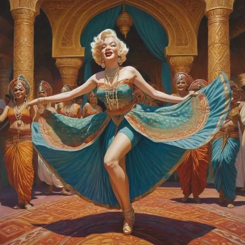 bellydance,marilyn monroe,marylyn monroe - female,mamie van doren,hildebrandt,dancer,Illustration,Realistic Fantasy,Realistic Fantasy 03