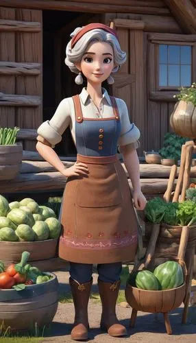 milkmaid,foodmaker,kalinka,homesteaders,homesteader,pinafore,Unique,3D,3D Character