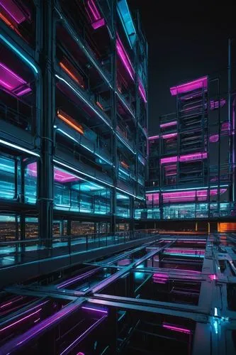 cybercity,cyberscene,synth,abstract retro,hypermodern,cyberport,cybertown,polara,futuristic landscape,cyberia,cyberview,noncorporate,cyberpunk,mainframes,parkade,futuristic,cyberworld,synthetic,tron,80's design,Illustration,American Style,American Style 14