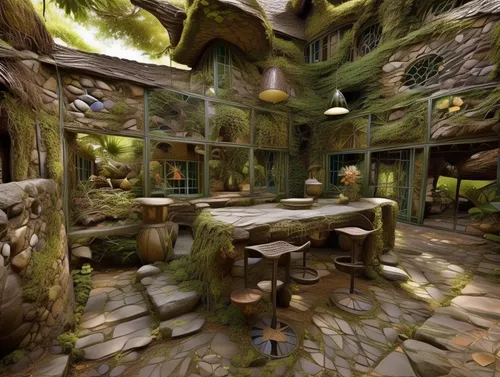 tree house hotel,tree house,treehouse,house in the forest,mushroom landscape,druid grove,fairy village,elven forest,enchanted forest,myst,cartoon forest,dandelion hall,hobbiton,virtual landscape,breakfast room,forest workplace,mushroom island,fairy forest,forest chapel,3d fantasy